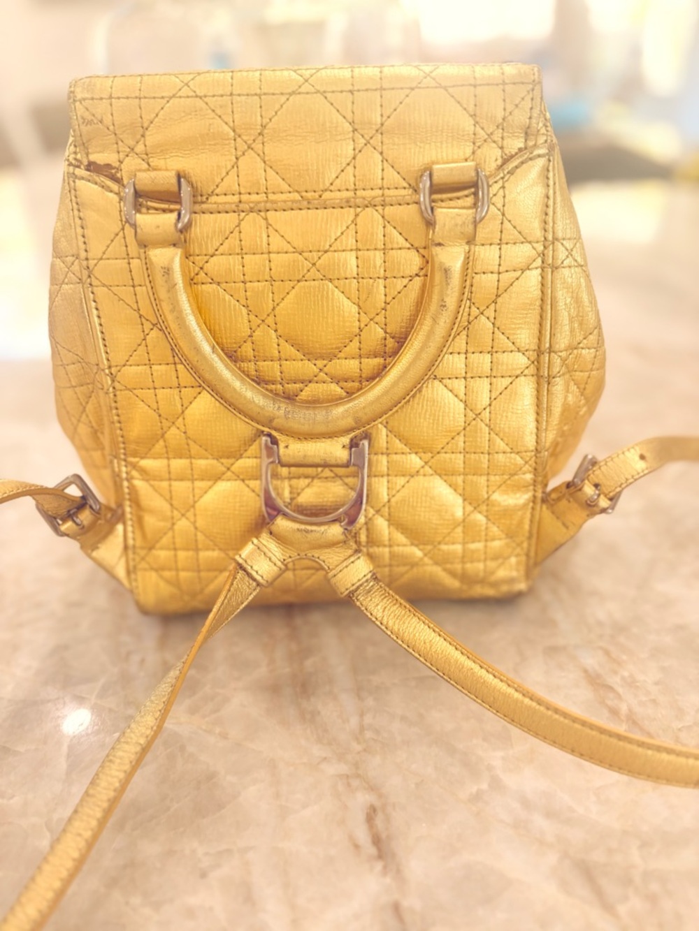 Dior Metallic Gold Quilted Bag - Picture 2 of 10